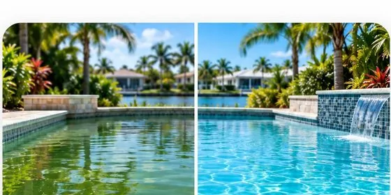 Green swimming pool being restored